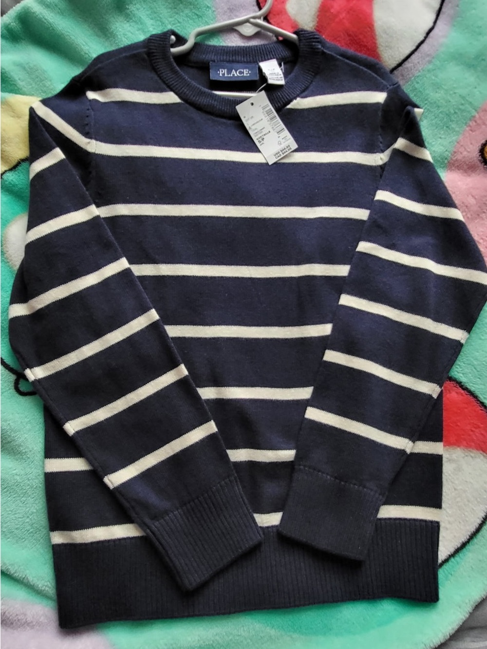 The Children's Place Navy and White Striped Knit Sweater